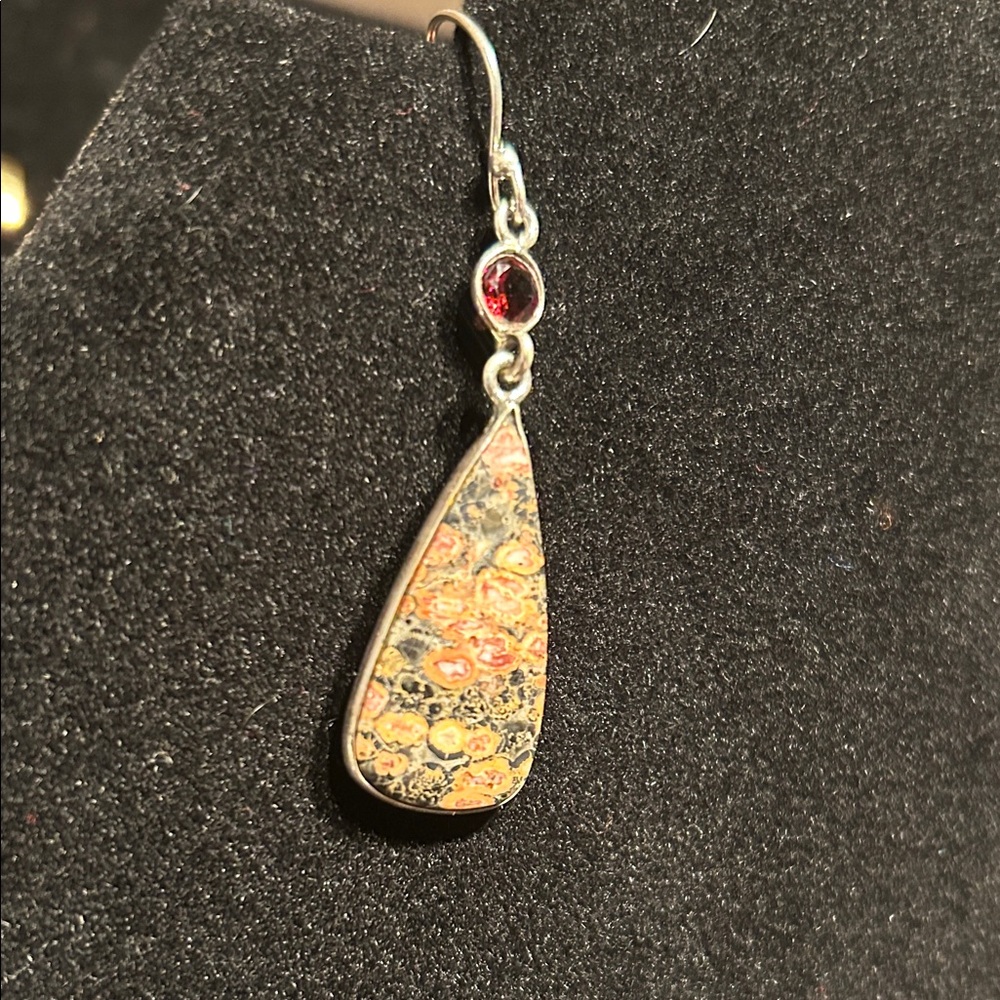 Leopard skin jasper earrings 925 - Picture 3 of 7